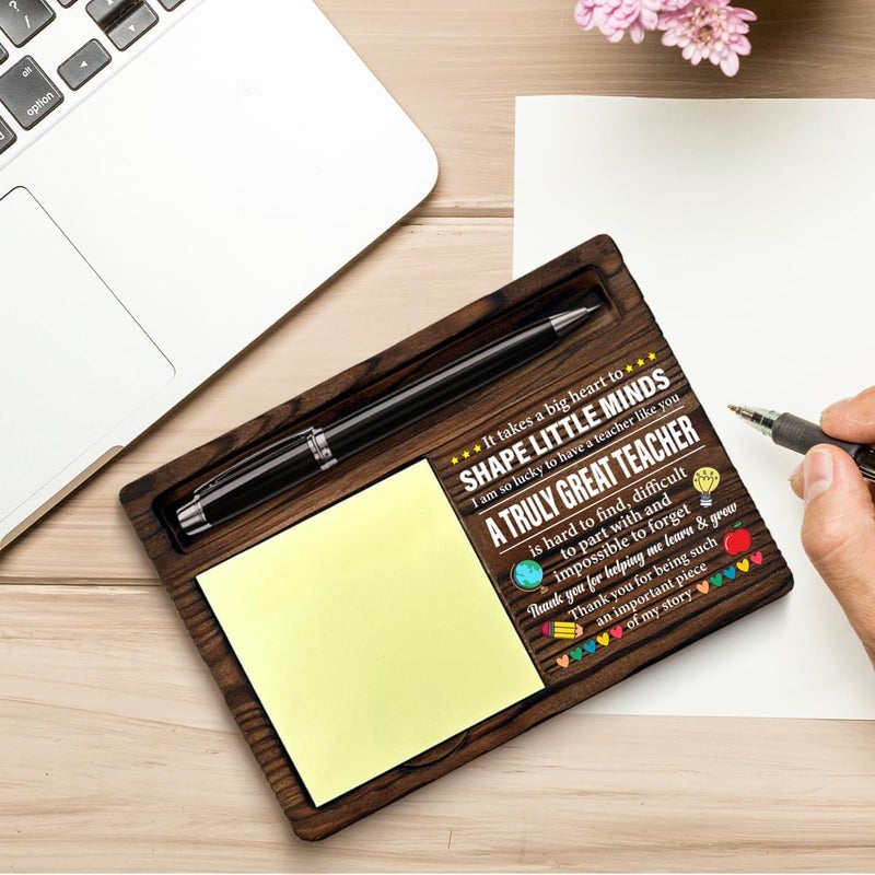 YGBF Thank You Teacher Gifts for Women Men Sticky Note Holder Teacher Appreciation Gifts for Birthday Retirement It Takes a Big Heart to Shape Little Minds Self-Stick Note Pad Holders Home Office Decor - Image 3